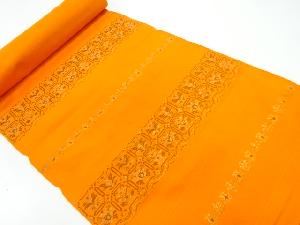 アンティーク　横段に草花模様織出し名古屋帯地反物